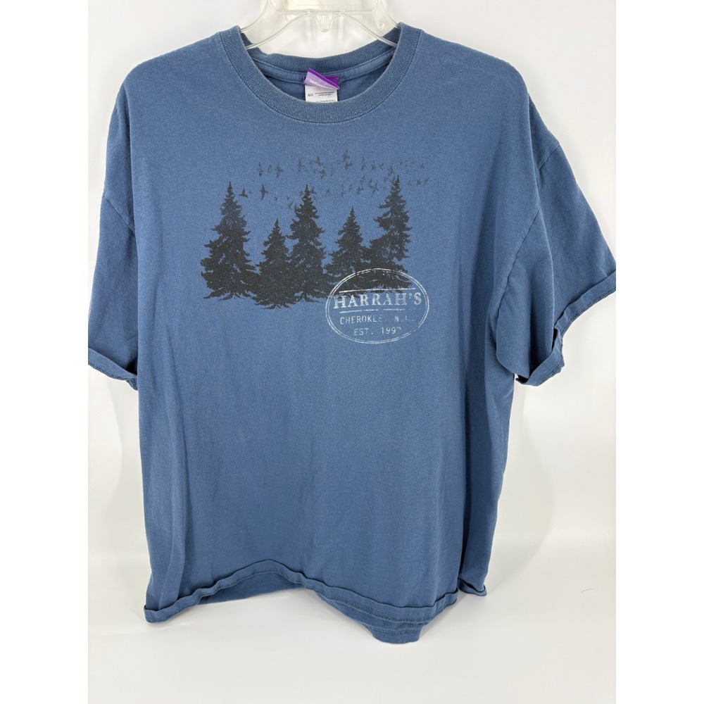 Harrah's Cherokee Resort Casino T-Shirt XL Blue Tree Graphic